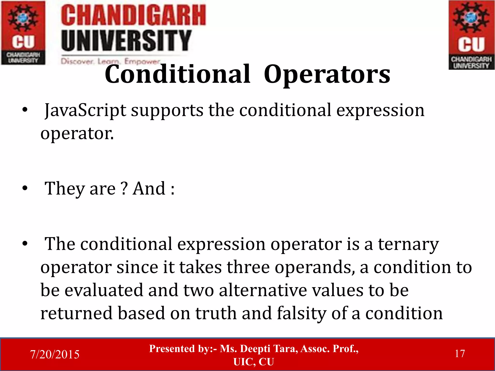 Javascript operators | PPTX