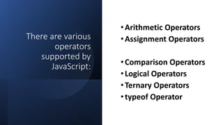 JavaScript operators | PPTX