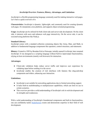 JavaScript Overview_ Features, History, Advantages, and Limitations.docx