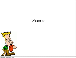 We got it!




Wednesday, November 10, 2010
 