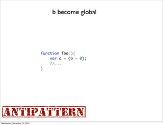 b become global




                               function foo(){
                                   var a = (b = 0);
   ...