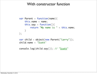 With constructor function


                               var Parent = function(name){
                                  ...