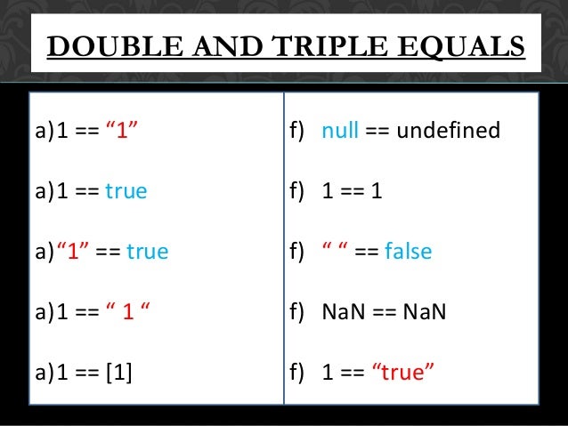 Javascript Double Equals Vs Triple Equals