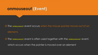 Javascript Methods and events