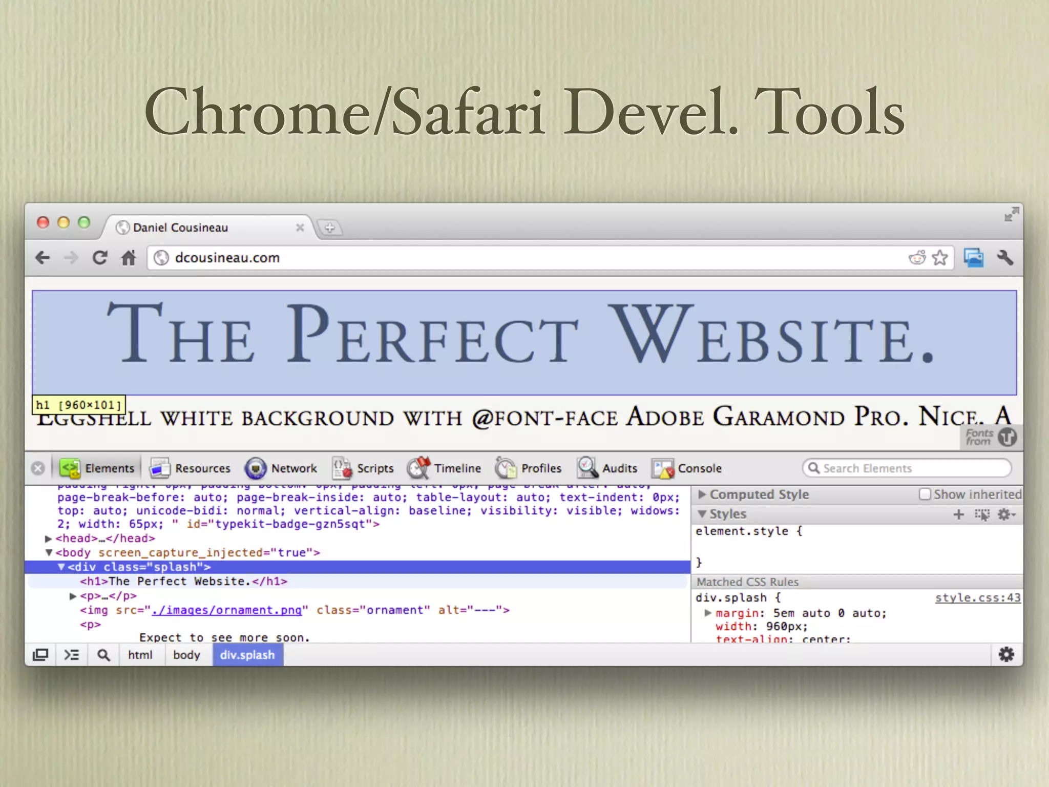 Chrome/Safari Devel. Tools
 