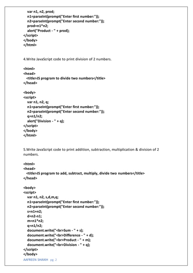 JAVASCRIPT PROGRAM.pdf | Programming Languages | Computing