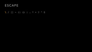 ESCAPE 
 / [] - {} () | . * + ? ^ $ 
 