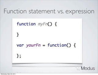 Function statement vs. expression




Wednesday, March 30, 2011
 