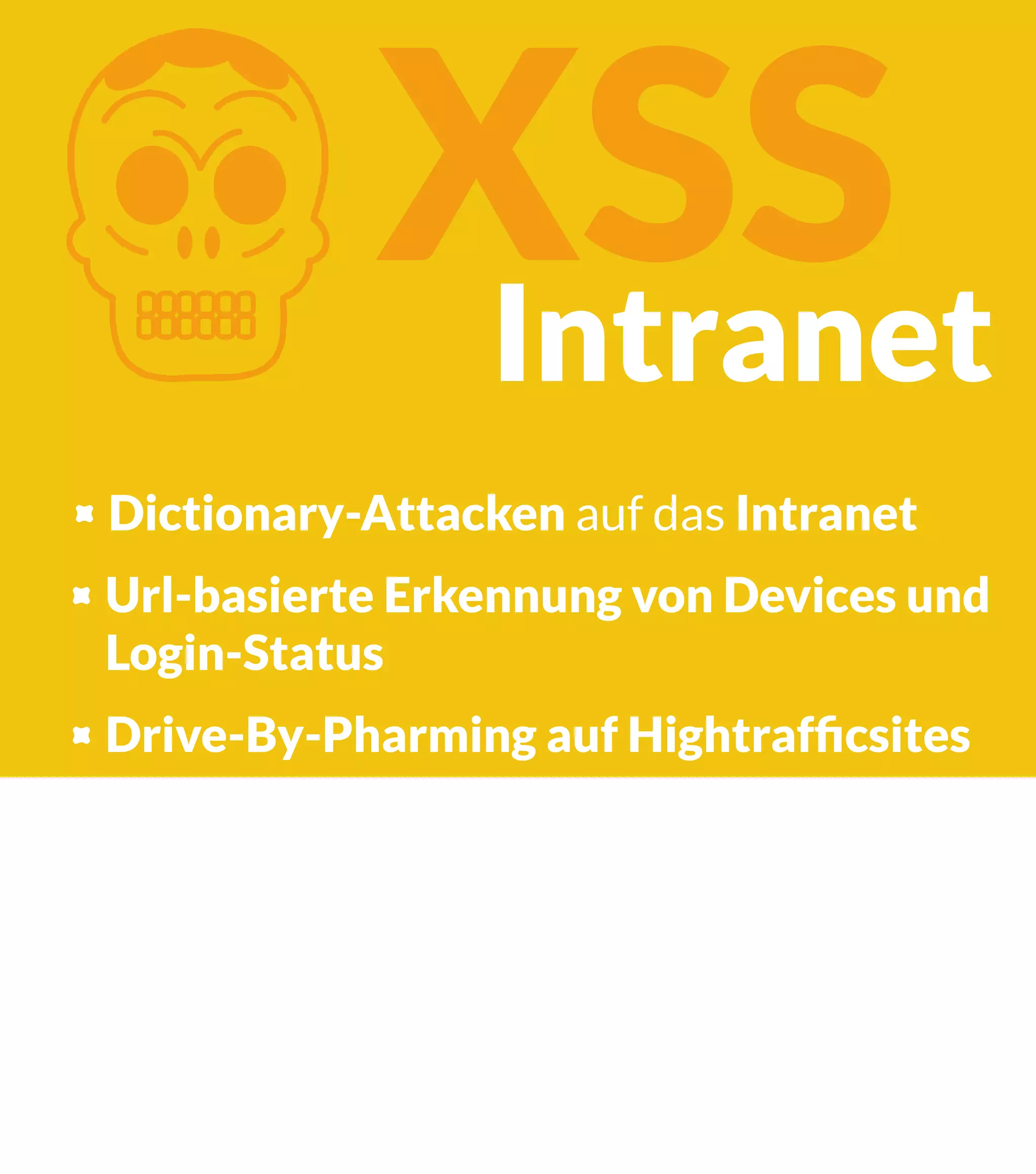 K XSS Intranet Dictionary-Attacken auf das Intranet Url-basierte Erkennung von Devices und Login-Status Drive-By-Pharming auf Hightrafﬁcsites 