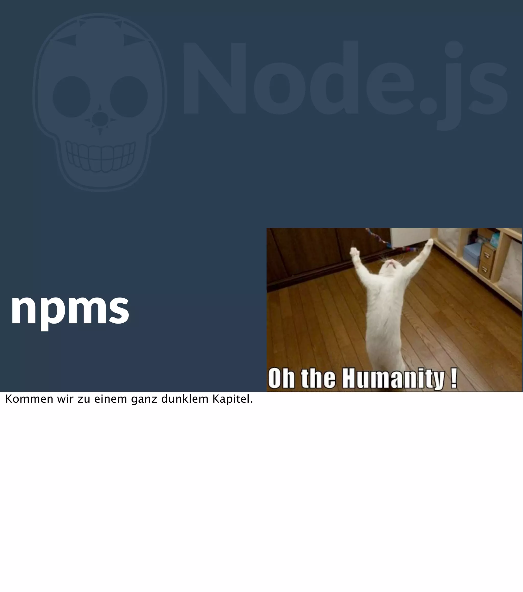Z Node.js npms Kommen wir zu einem ganz dunklem Kapitel. 