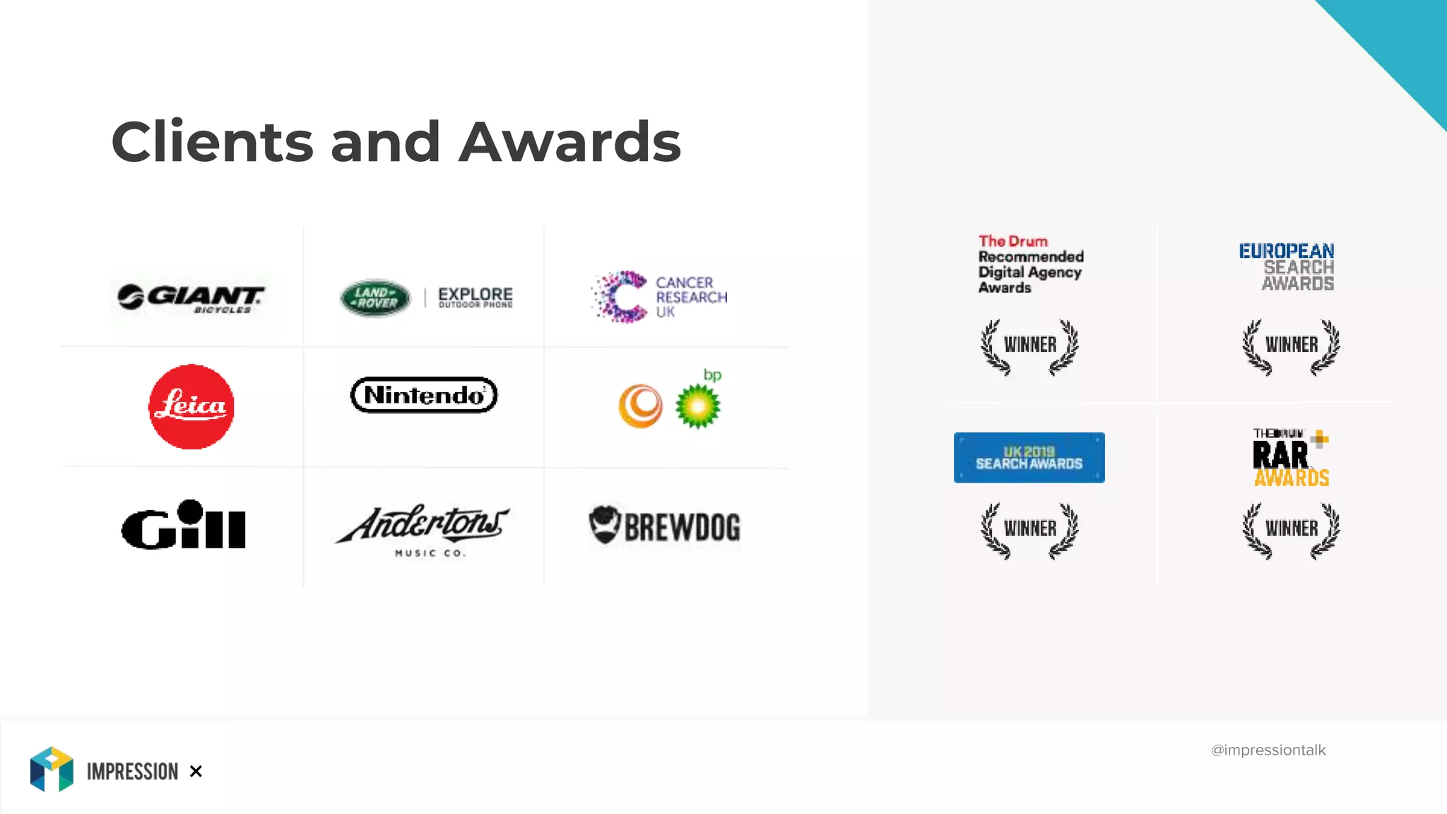 ×
Clients and Awards
@impressiontalk
 