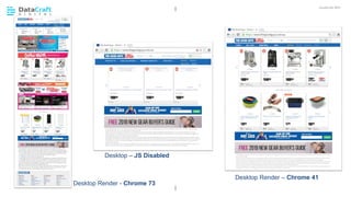 JavaScript SEO
02 CHAPTER HEADING
Desktop Render - Chrome 73
Desktop – JS Disabled
Desktop Render – Chrome 41
 