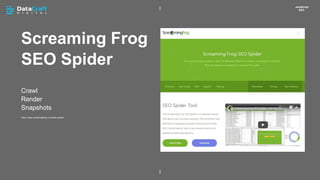 Screaming Frog
SEO Spider
JavaScript
SEO
Crawl
Render
Snapshots
https://www.screamingfrog.co.uk/seo-spider/
 