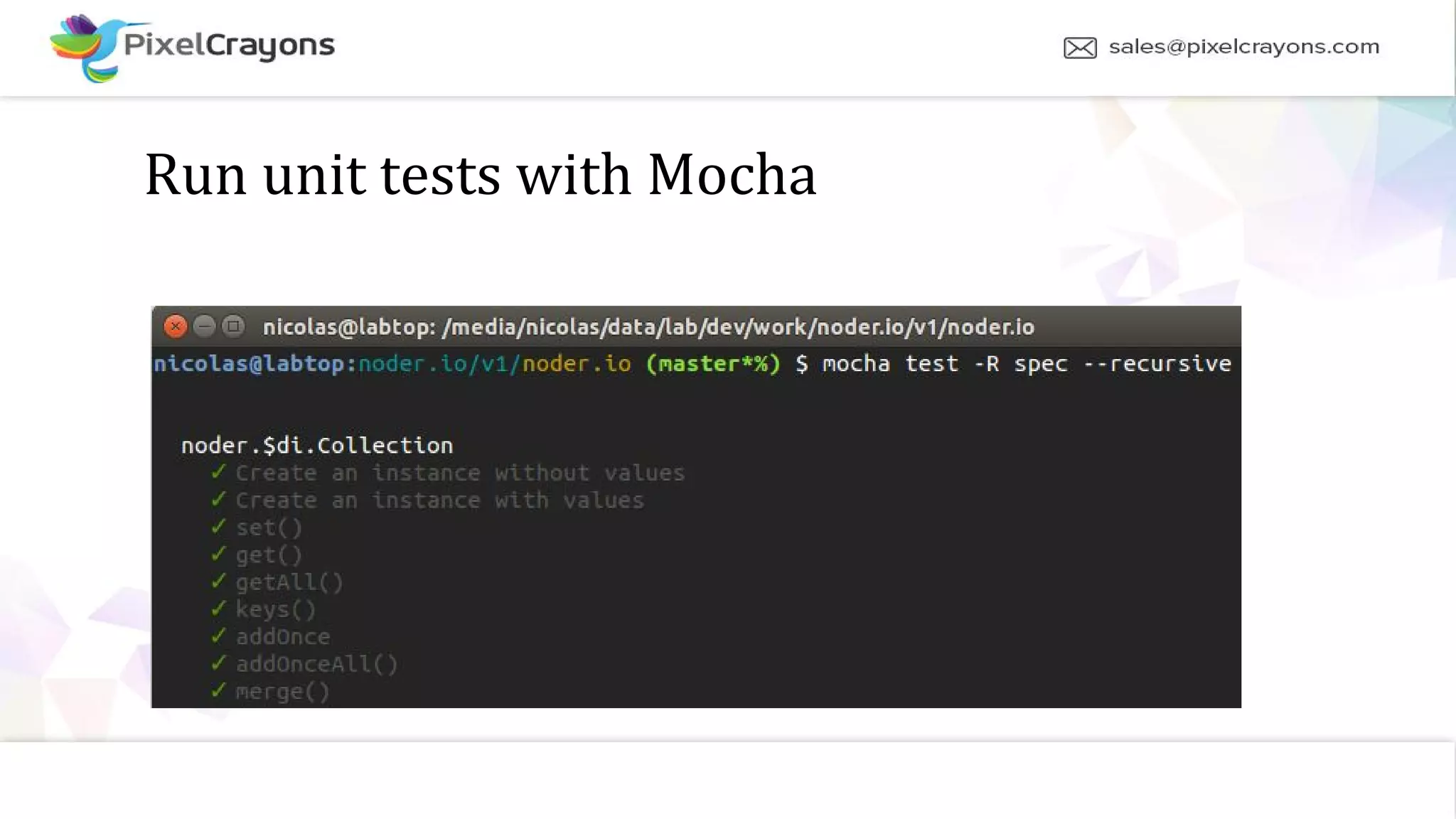 Run unit tests with Mocha
