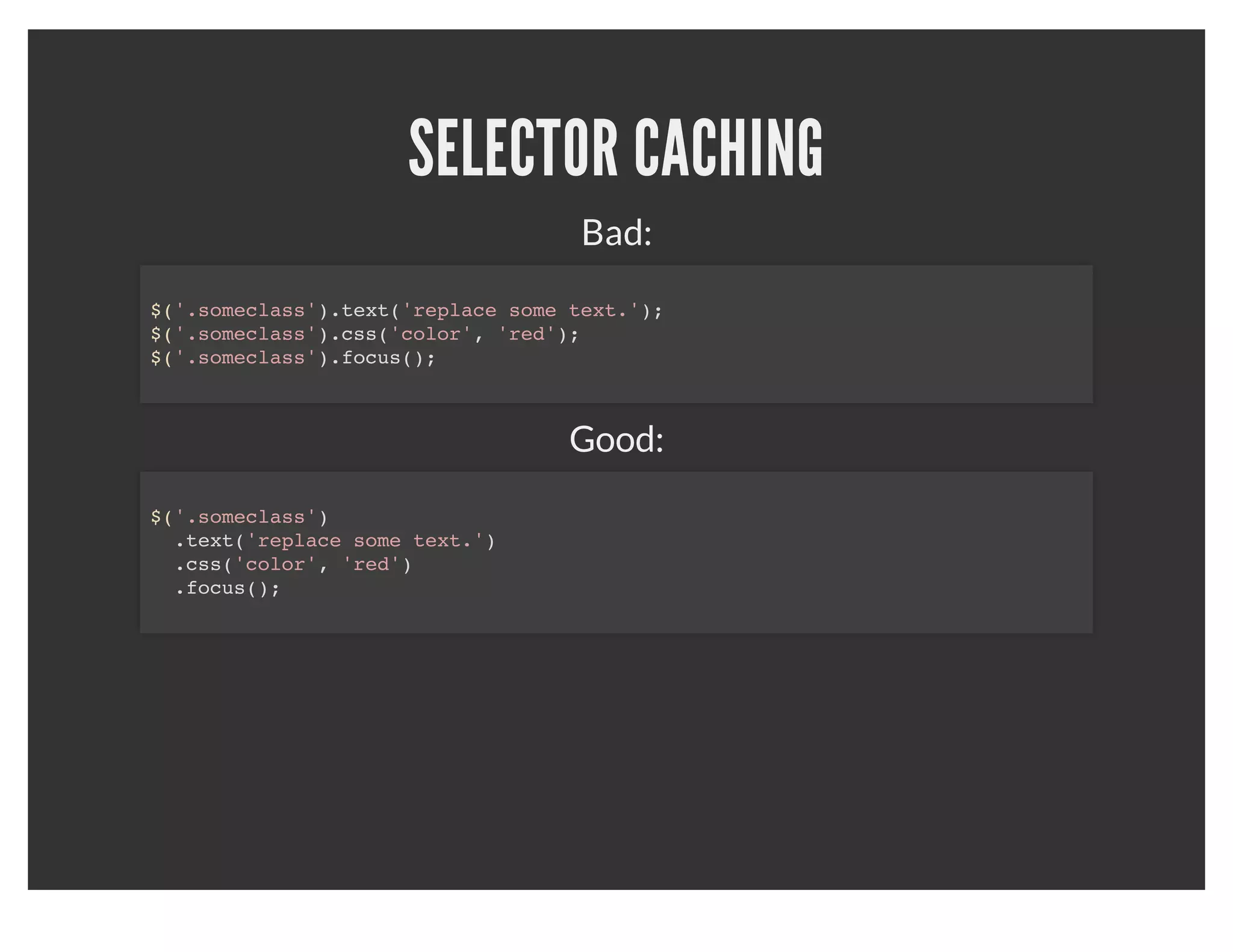 LET'S GO OVER JQUERY OPTIMIZATION.
 