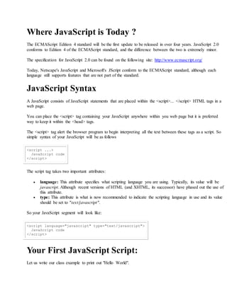 Javascript tutorial | DOCX | Web Design and HTML | Internet