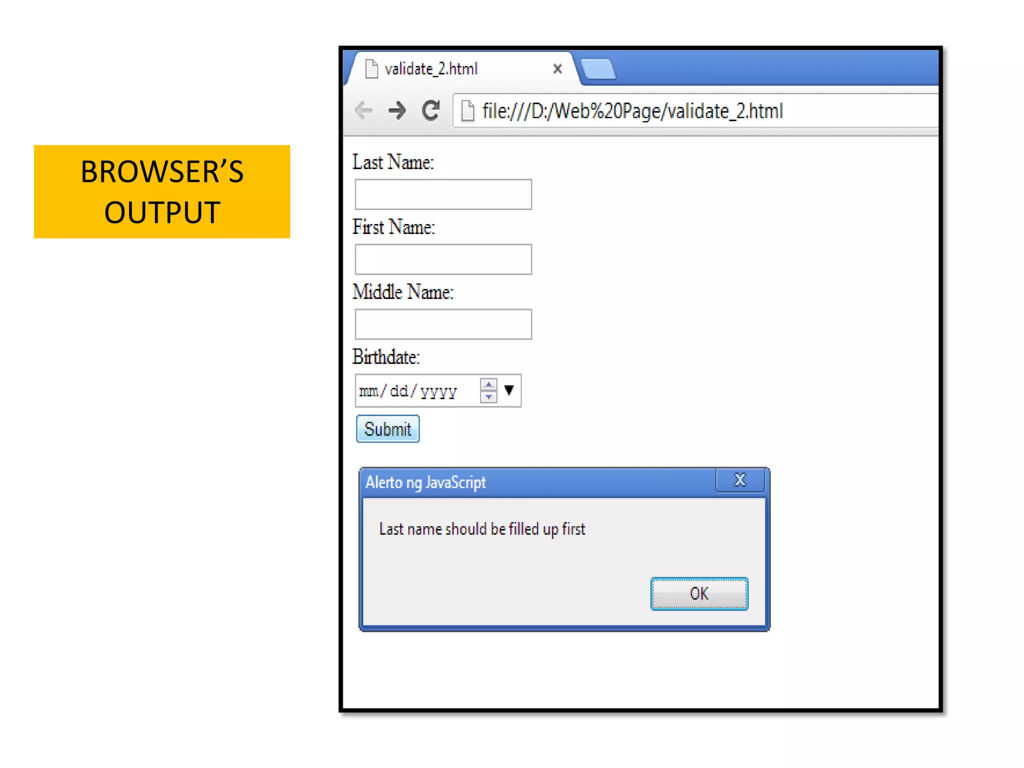 Javascript validating form | PPT