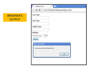 Javascript validating form | PPT