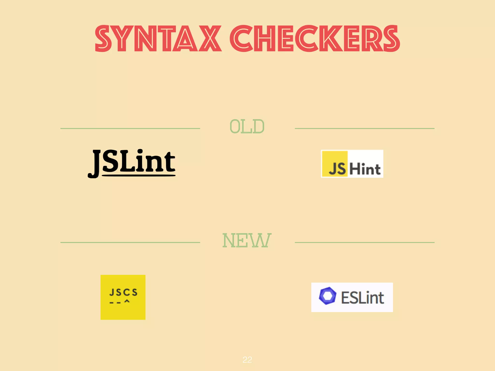 22
SYNTAX Checkers
New
Old
 