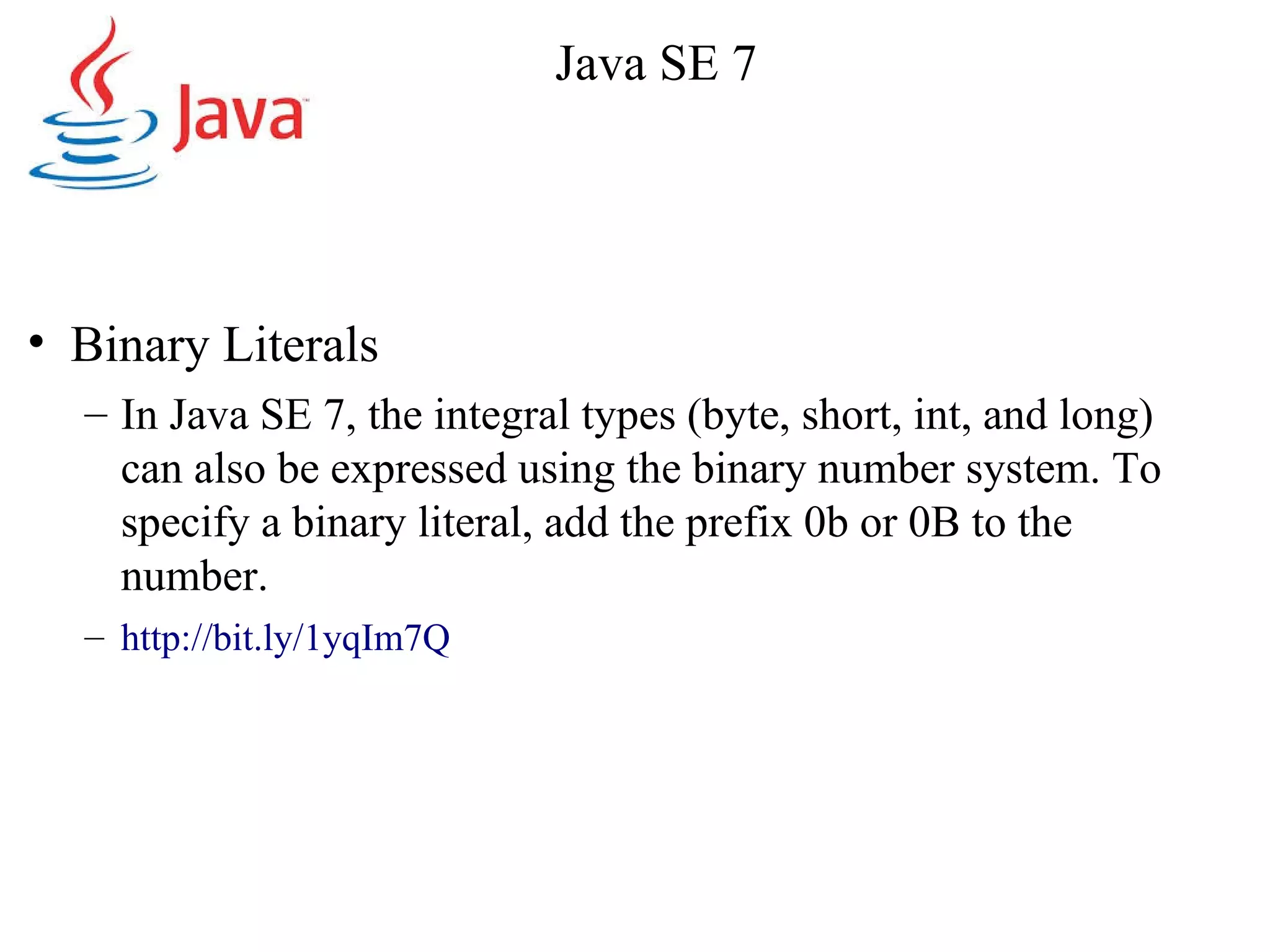 Java se 7 new language features | PDF