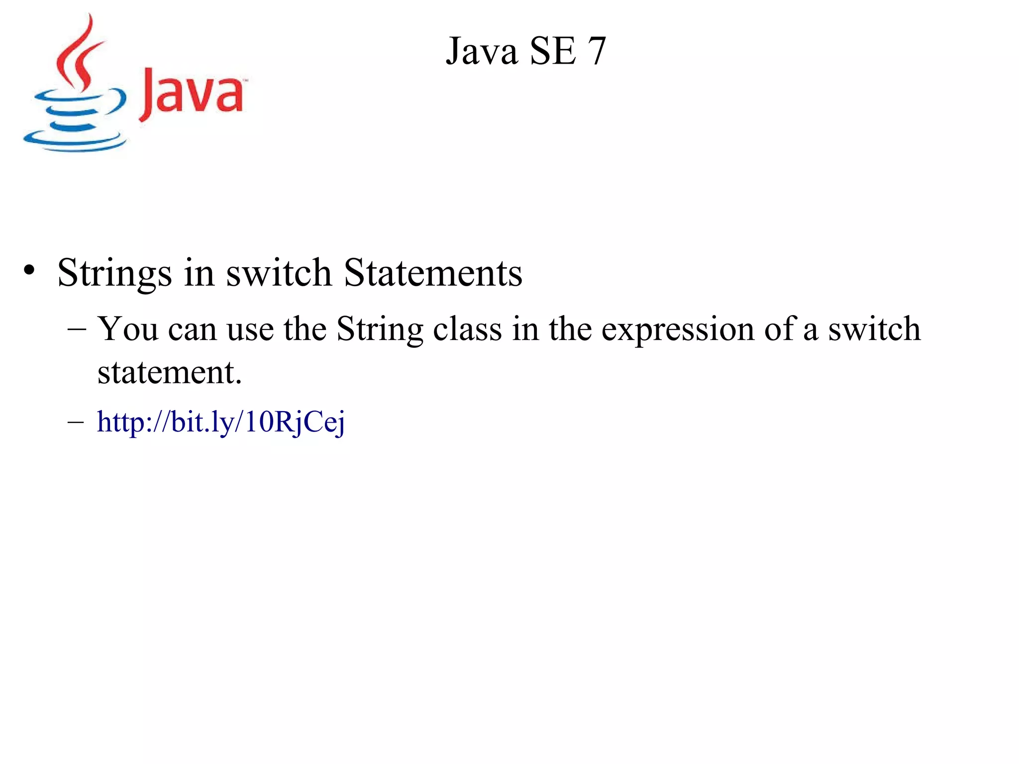 Java se 7 new language features | PDF