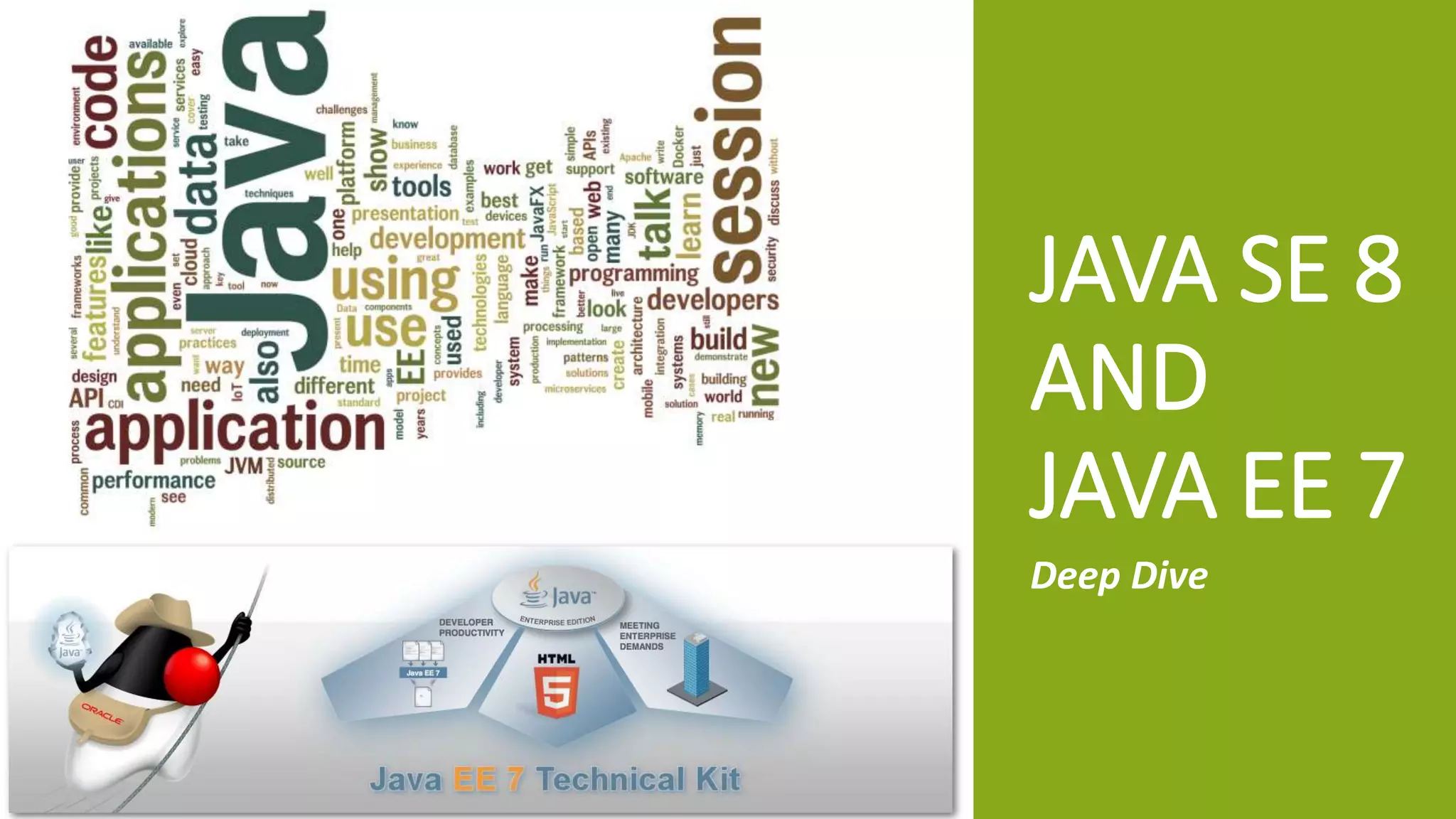 Deep Dive
JAVA SE 8
AND
JAVA EE 7
 