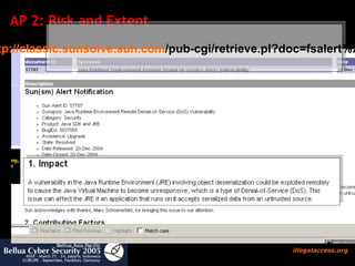 AP 2: Risk and Extent  http:// classic.sunsolve.sun.com /pub-cgi/retrieve.pl?doc=fsalert%2F57707   