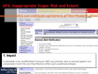 AP4: Inappropriate Scope: Risk and Extent http:// classic.sunsolve.sun.com / pub-cgi /retrieve.pl?doc=fsalert%2F54760 