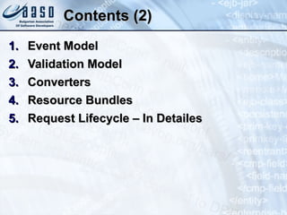 Contents (2) Event Model Validation Model Converters Resource Bundles Request Lifecycle – In Detailes 