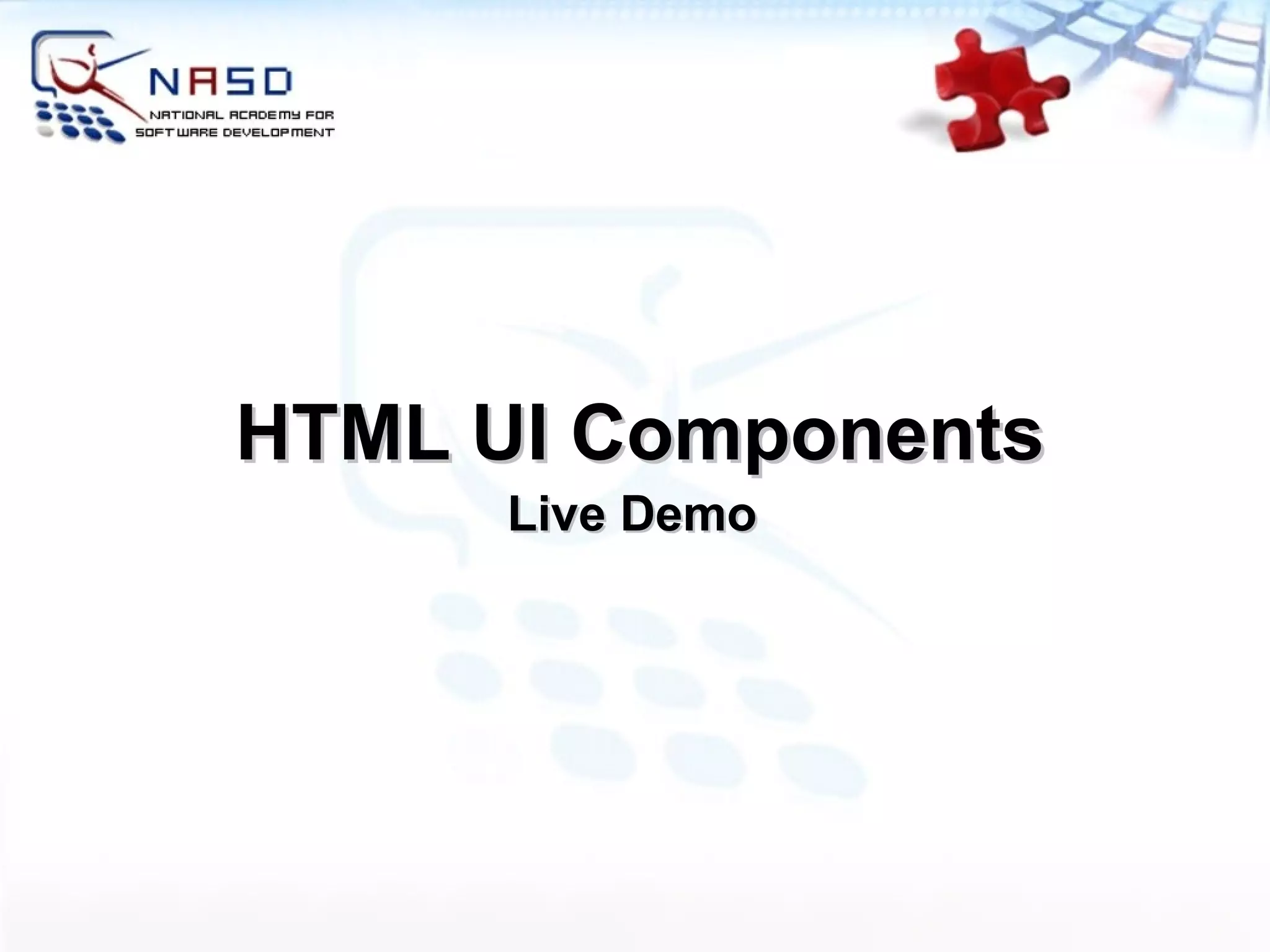 Live Demo HTML UI Components 