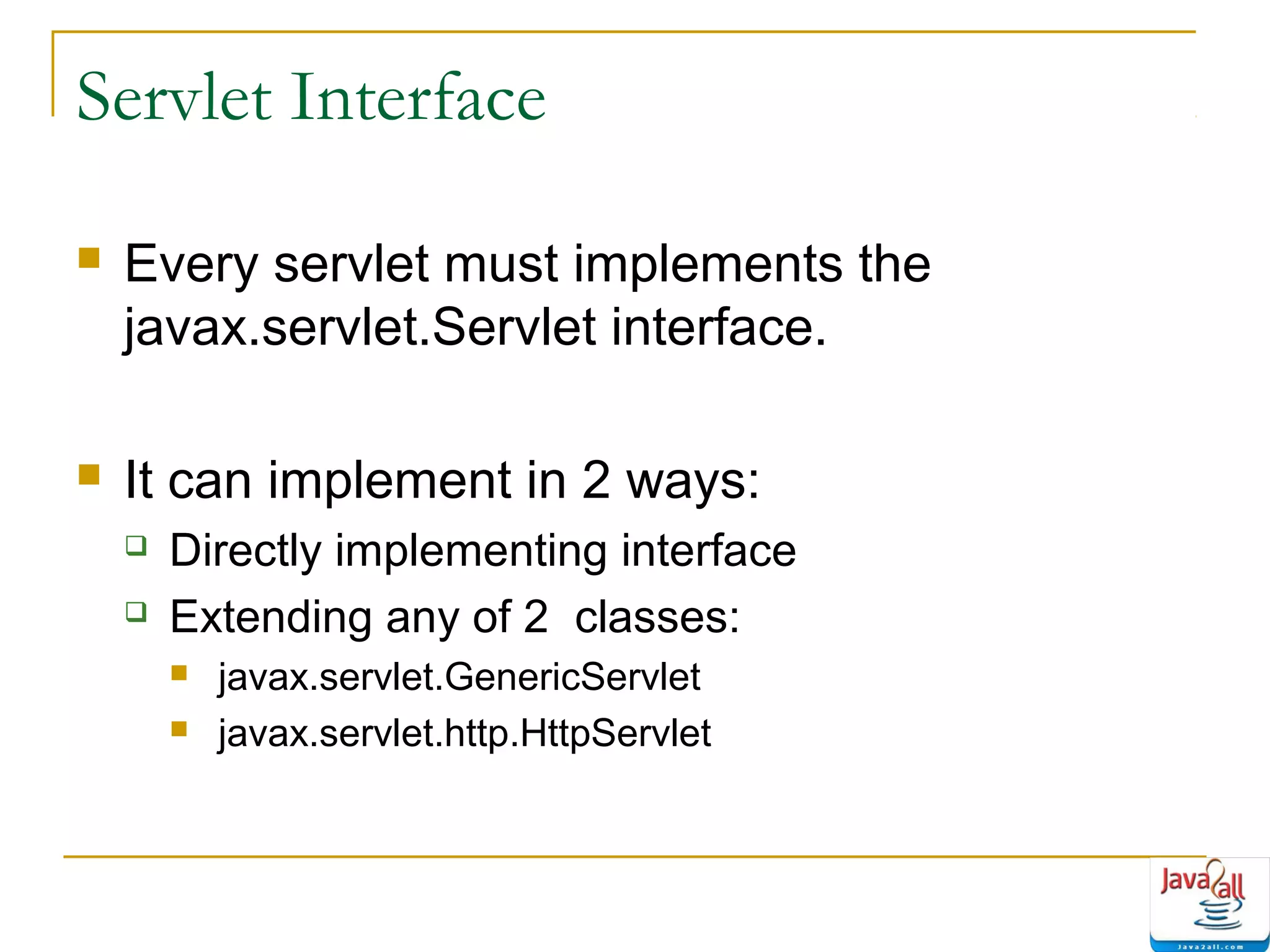 Java servlet life cycle - methods ppt | PPT