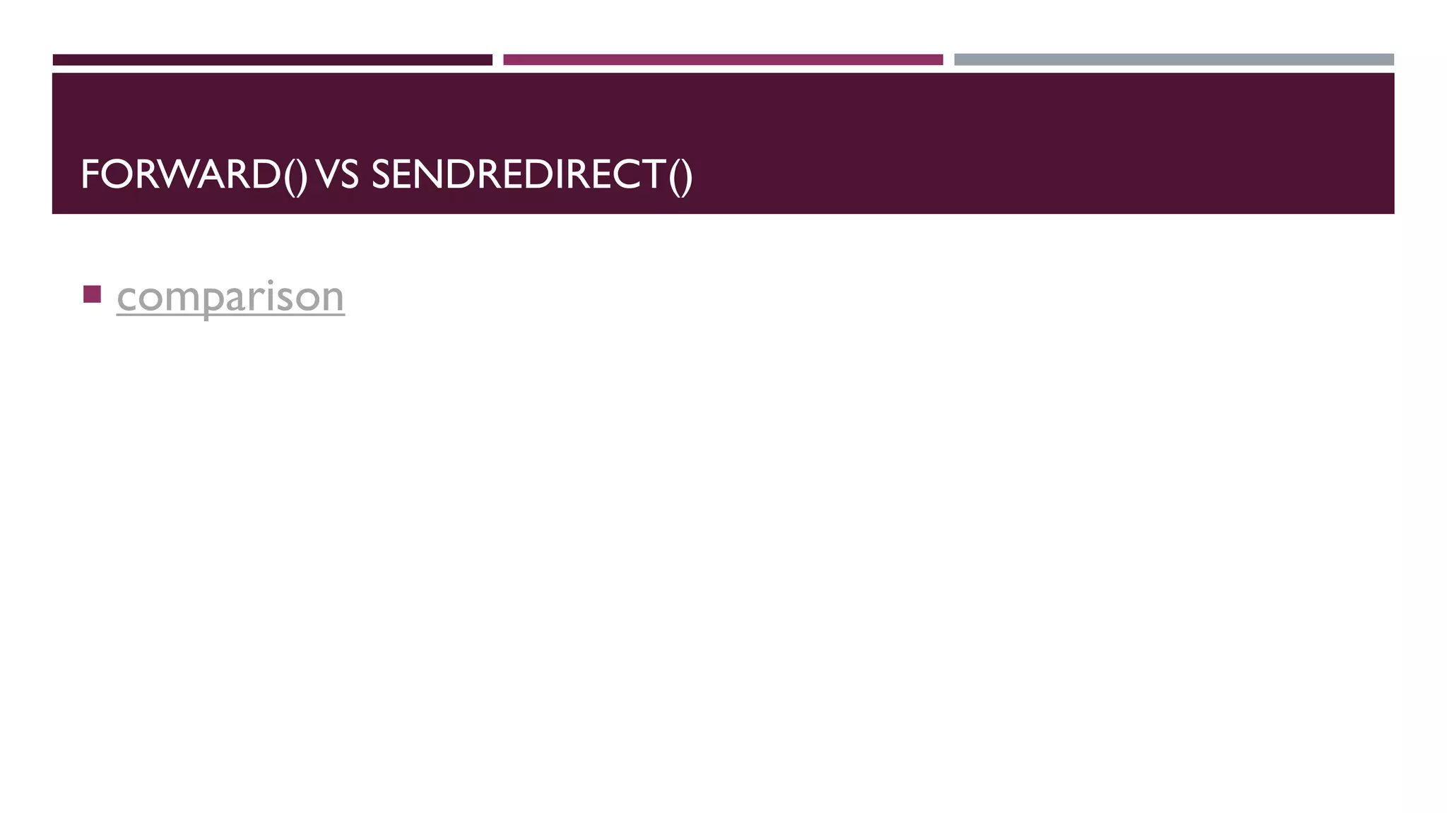 FORWARD()VS SENDREDIRECT()
 comparison
 
