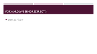 FORWARD()VS SENDREDIRECT()
 comparison
 