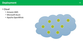 • Cloud
• Amazon AWS
• Microsoft Azure
• Apache OpenWhisk
79Deployment
 