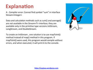 java 8 stream maptoint(tointfunction) method examples... OCP Java SE 8 Exam - Sample Questions - Java Streams API | PDF