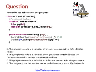 ocp java se 8 exam sample questions java streams... OCP Java SE 8 Exam - Sample Questions - Java Streams API | PDF