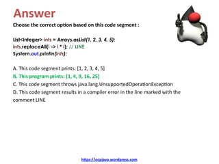 ocp java se 8 exam sample questions java streams... OCP Java SE 8 Exam - Sample Questions - Java Streams API | PDF