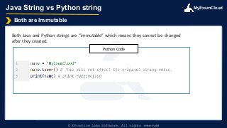 Java String vs Python string - video course by MyExamCloud | PPT