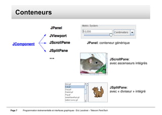Page 7 Programmation événementielle et interfaces graphiques - Eric Lecolinet – Telecom ParisTech
Conteneurs
JPanel: conte...