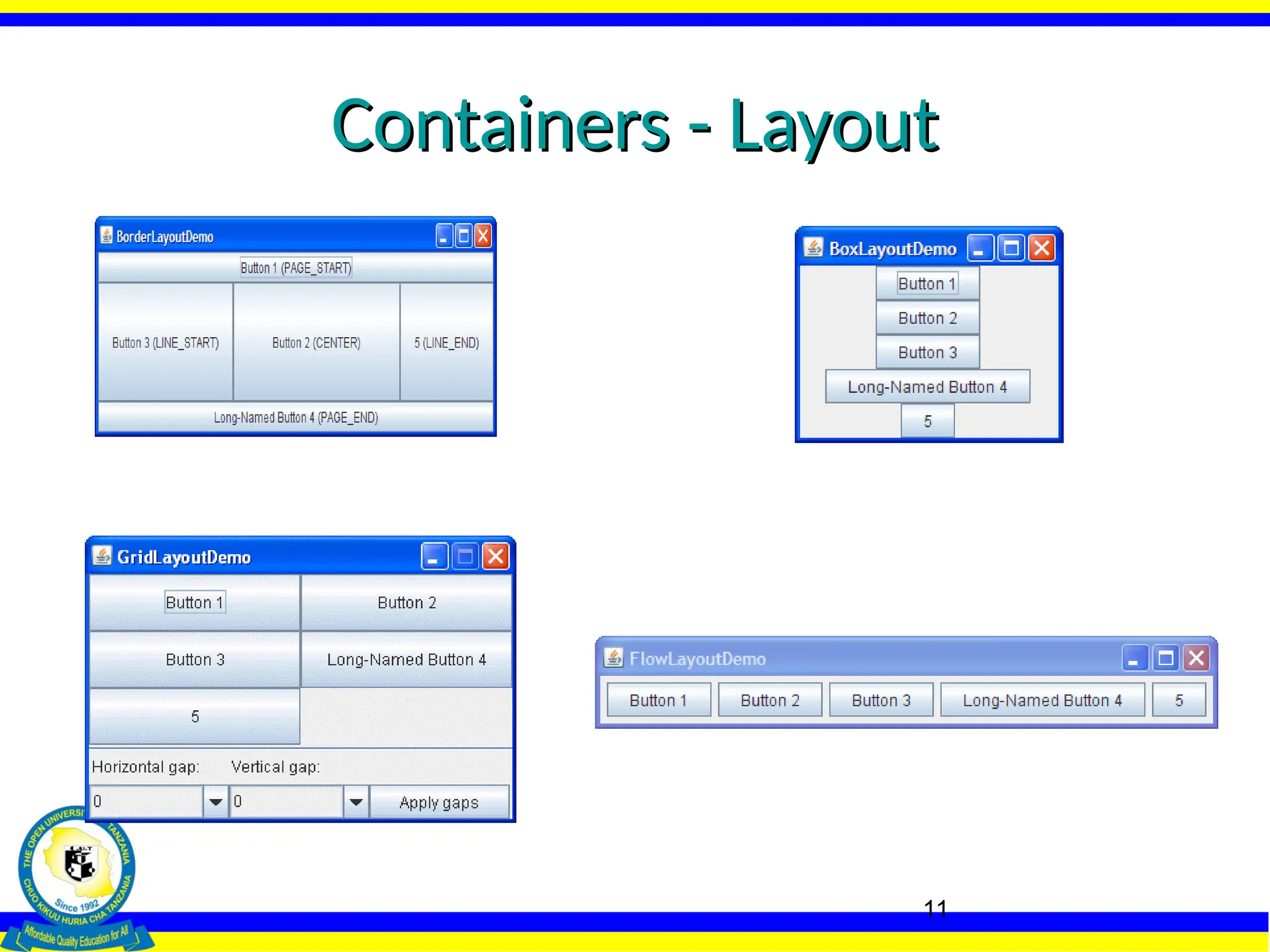 11
Containers - Layout
Containers - Layout
 
