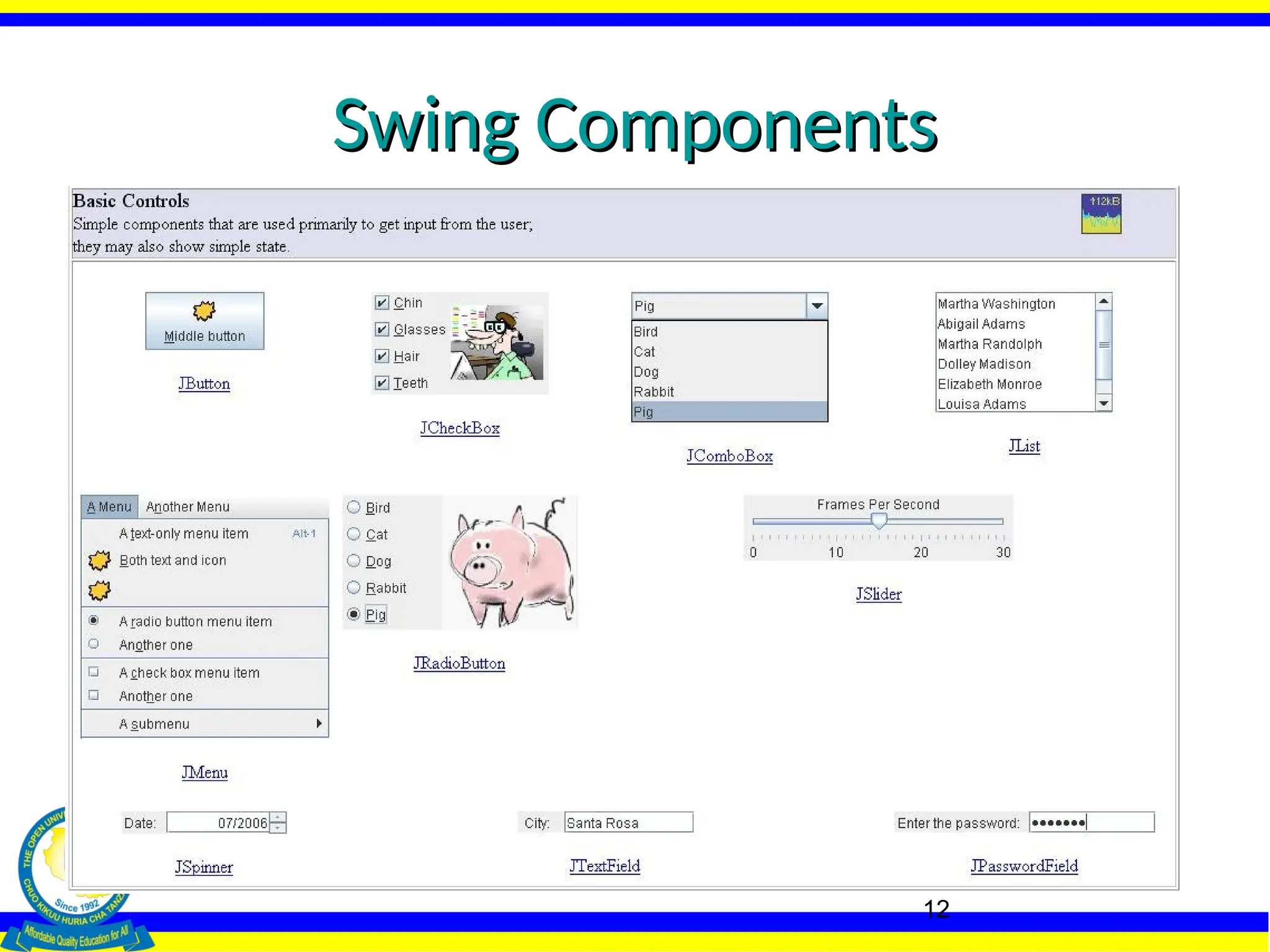 12
Swing Components
Swing Components
 