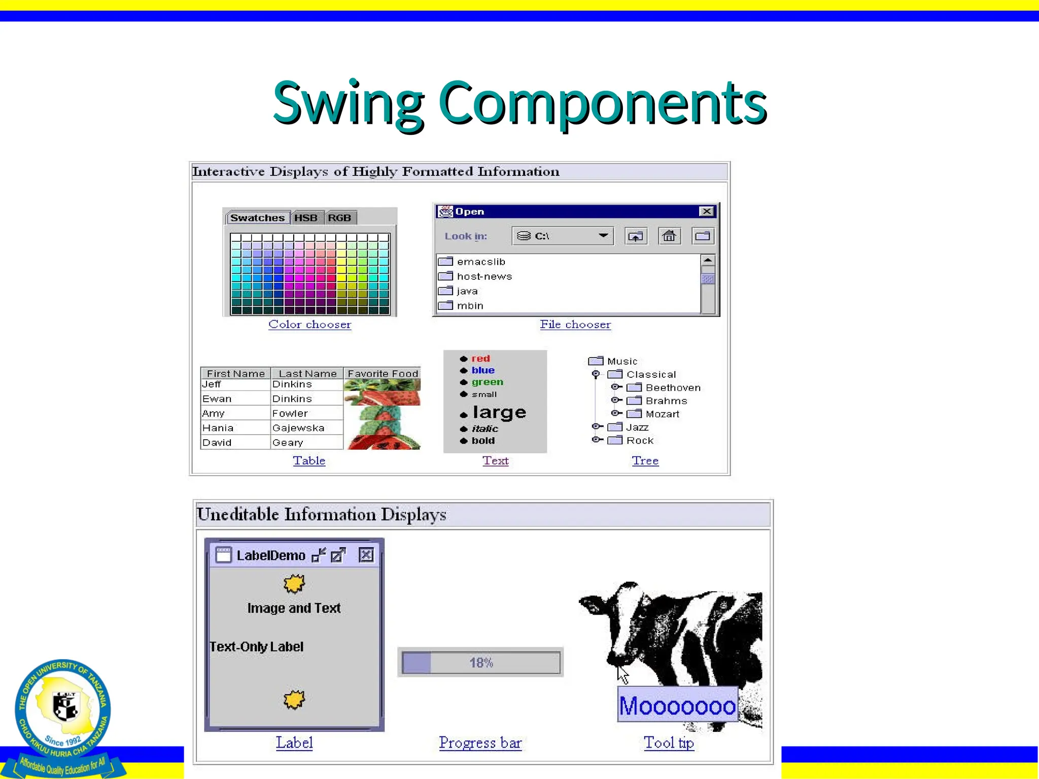 13
Swing Components
Swing Components
 