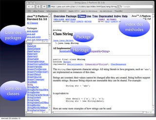 Liste des
packages

Index des
méthodes
Package
Héritage

Liste des
classes

mercredi 23 octobre 13

 