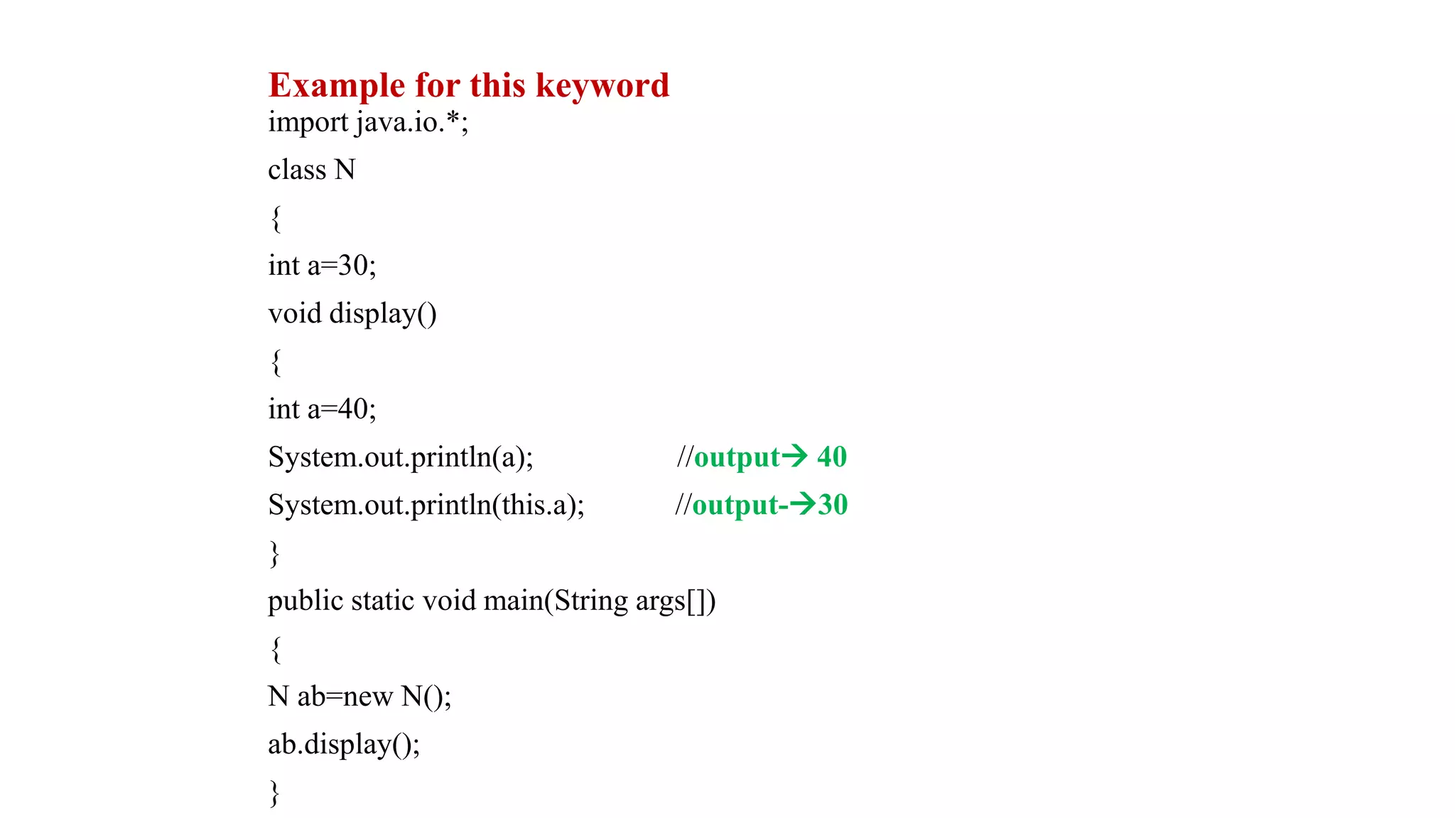Java this keyword ppt with example | PPTX