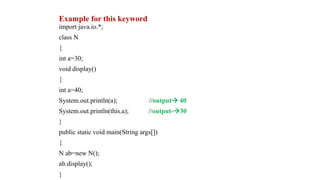 Java this keyword ppt with example | PPTX