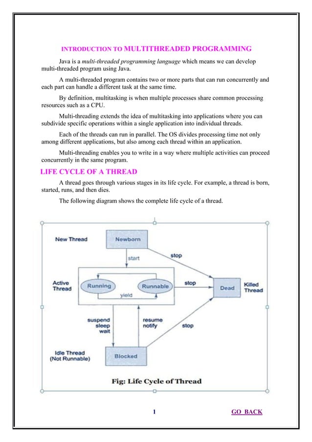 Java thread life cycle | PDF