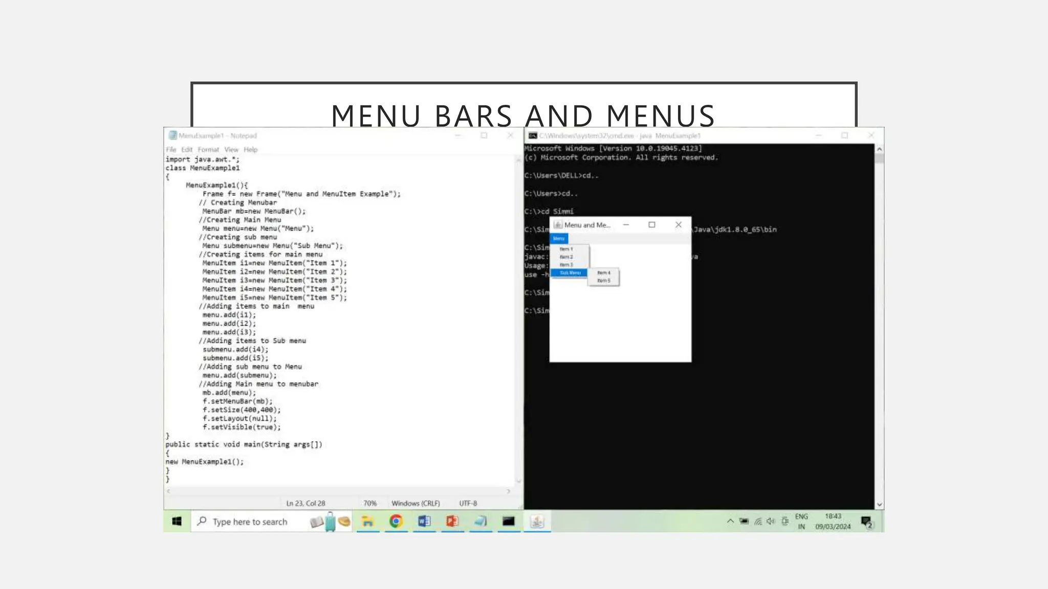 MENU BARS AND MENUS 