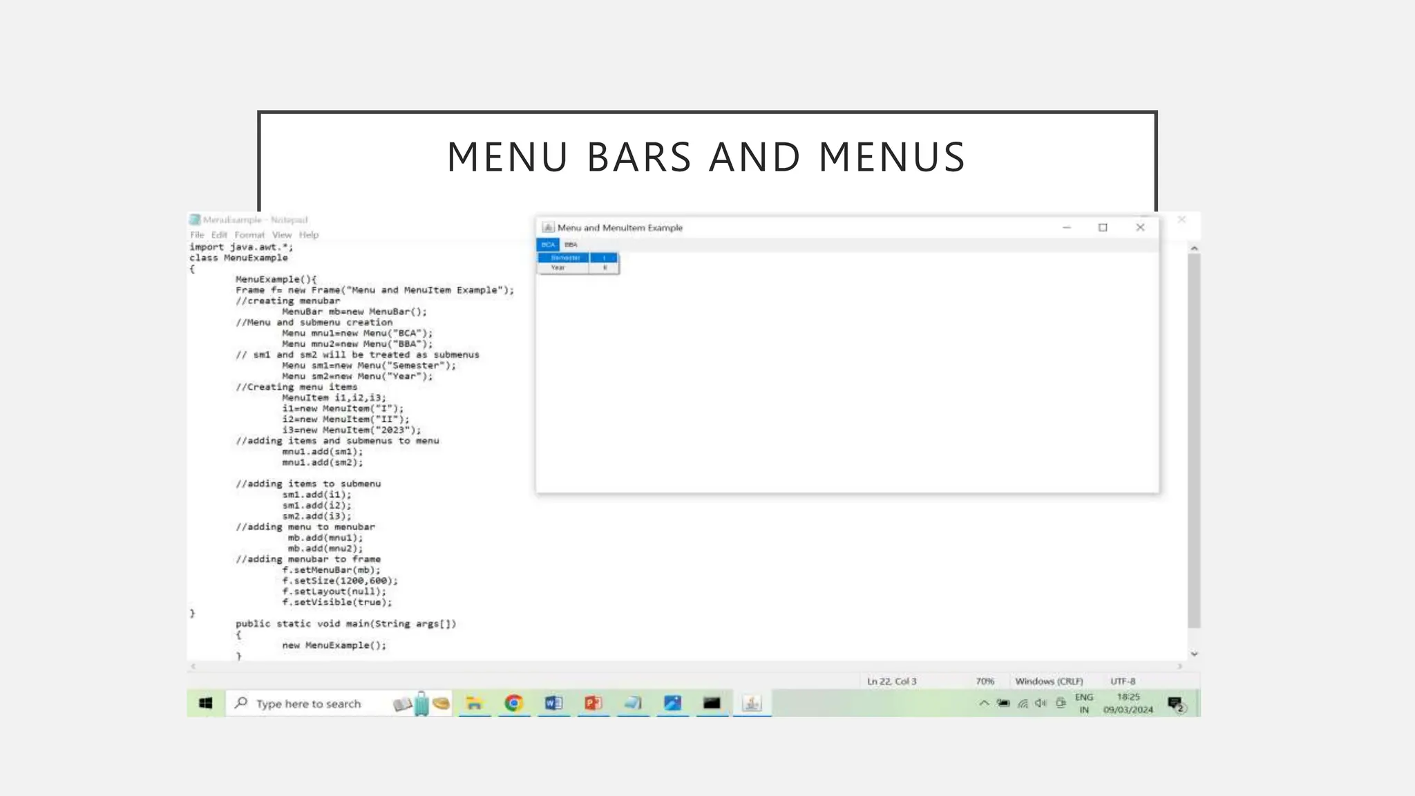 MENU BARS AND MENUS 