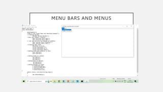 MENU BARS AND MENUS
 