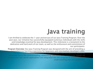 Java training.pptx | Programming Languages | Computing
